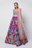 Violet Nadenka Raw Silk Appliquéd And Embellished Lehenga With Blouse And Cutwork Tulle Dupatta