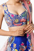 Electric Blue Juna Raw Silk Appliquéd And Embellished Lehenga With Blouse And Cutwork Tulle Dupatta