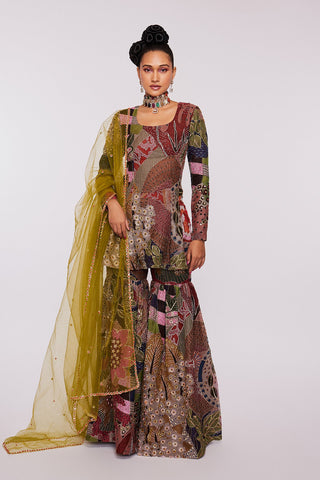 Violet Juna Raw Silk Appliquéd And Embellished Lehenga With Blouse And Cutwork Dupatta