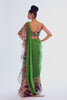 Parrot Green Divergence Organza Vase Printed And Embellished Ruffle Saree And Blouse