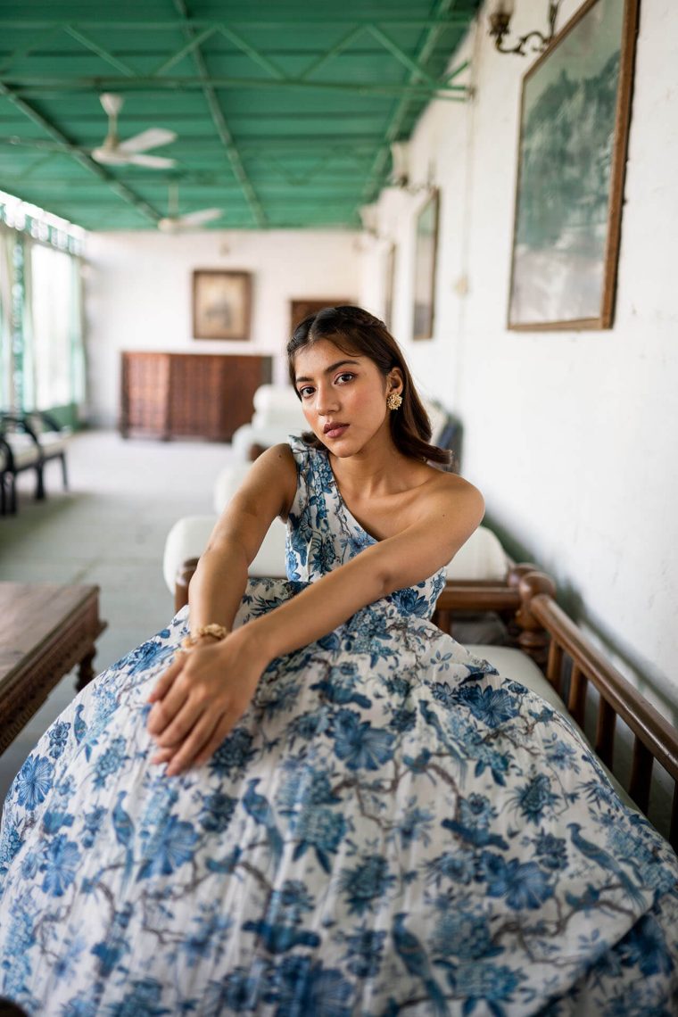 One Shoulder Printed Lehenga - Ready To Ship