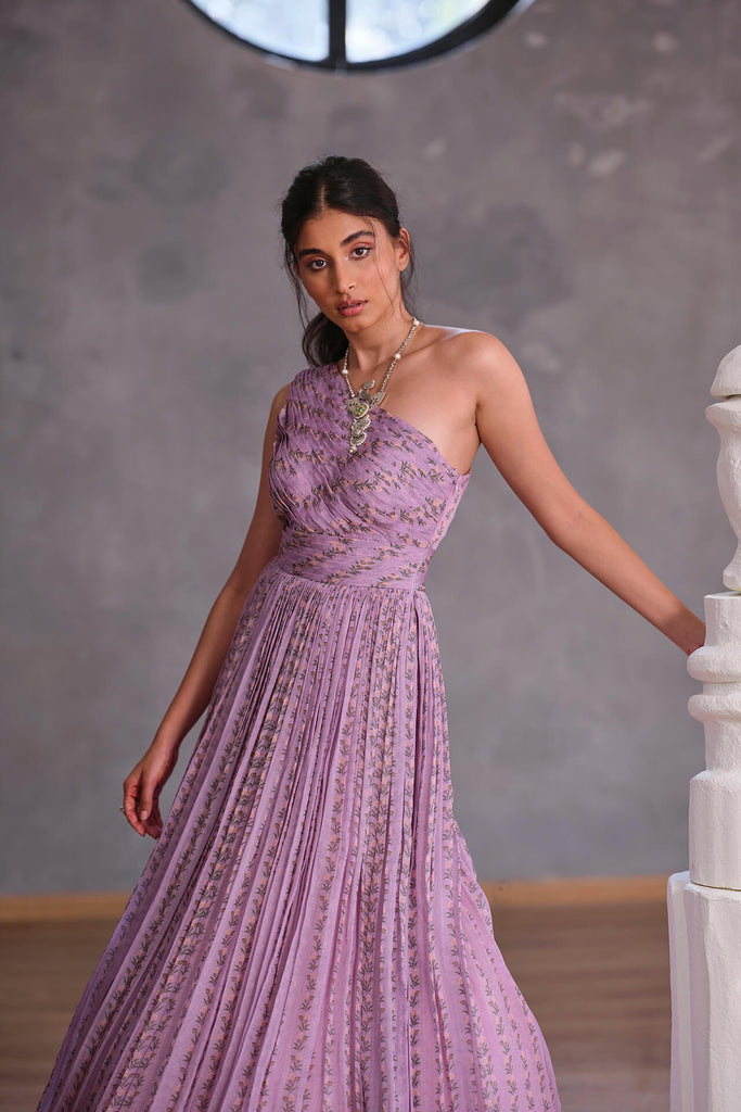 A-line Lavender Floral Long Prom Dresses Charming Evening Gowns SEW085 –  SELINADRESS