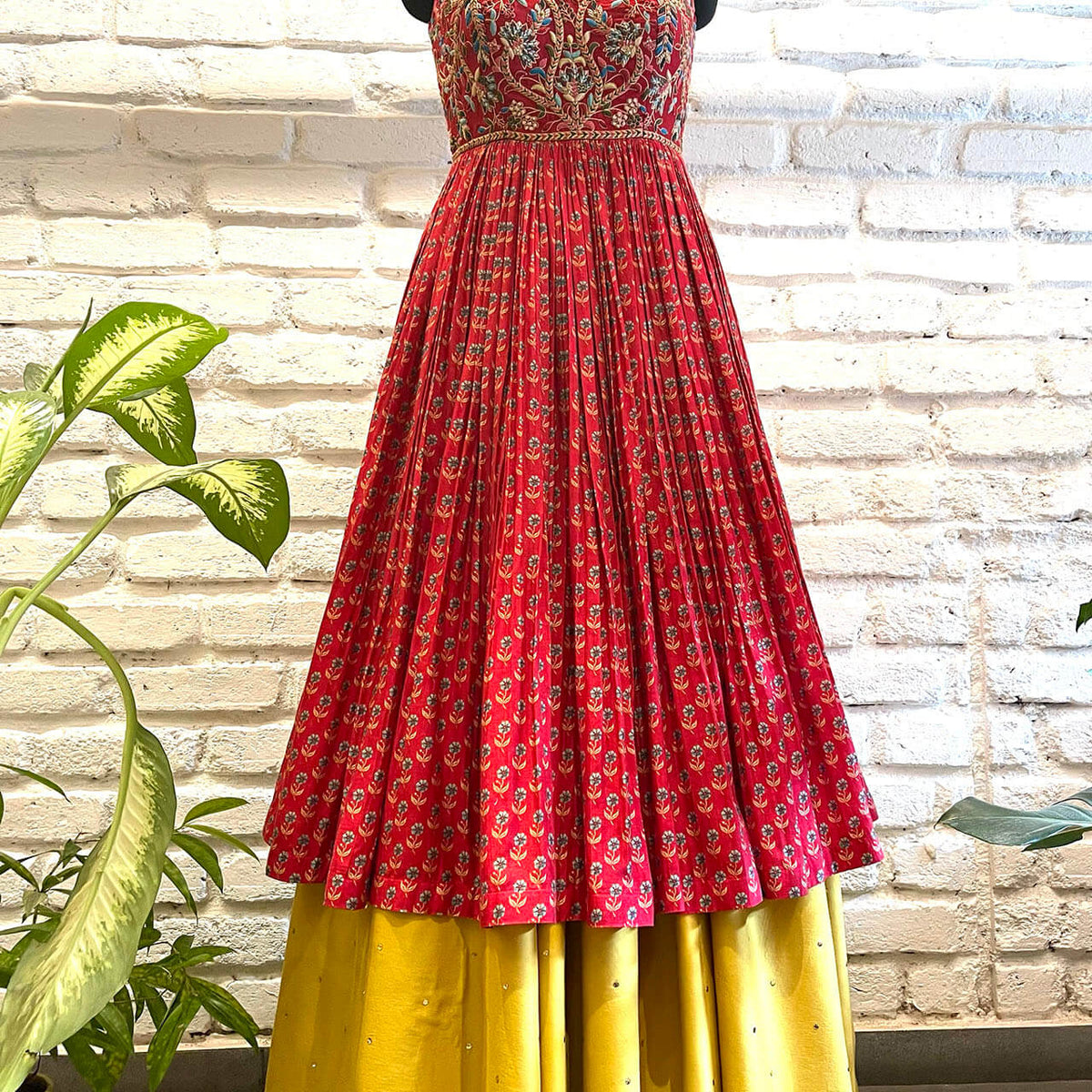 Red Double Layered Gown