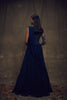 Dark Teal Blue Single Sleeve Embellished Gown