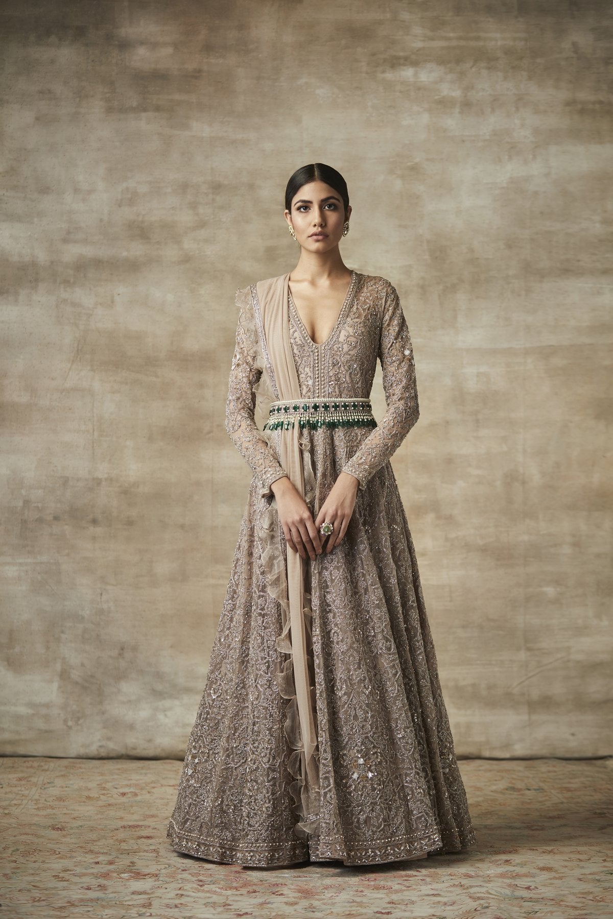 Offwhite color Indo western bridal gown | Indian wedding gowns, Bridal gowns,  Bridal ball gown
