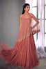 Rose pink anarkali gown with a cape