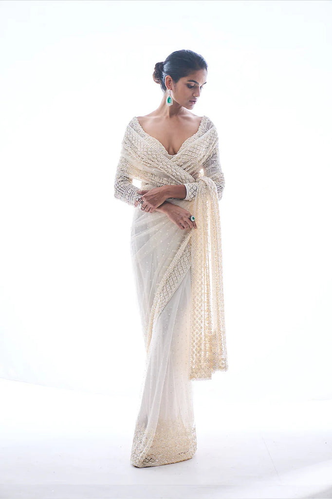 Buy Gold Sequin Saree by SEEMA GUJRAL at Ogaan Online Shopping Site