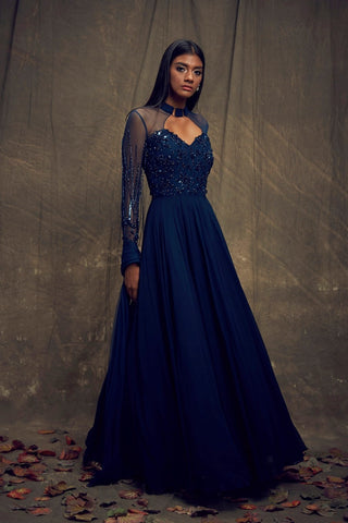 Gown with Embellished Long Sleeves - Ready To Ship