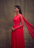 Hot Pink One Sleeve Cut Out Gown