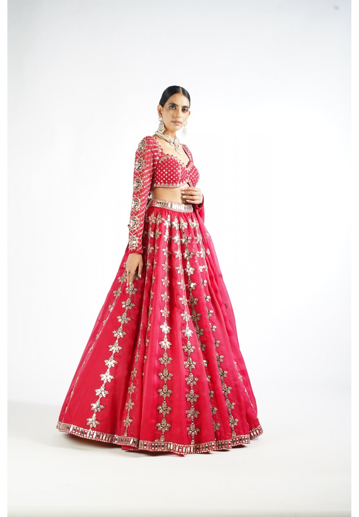 Crimson Red Chandelier Drop Lehenga Set