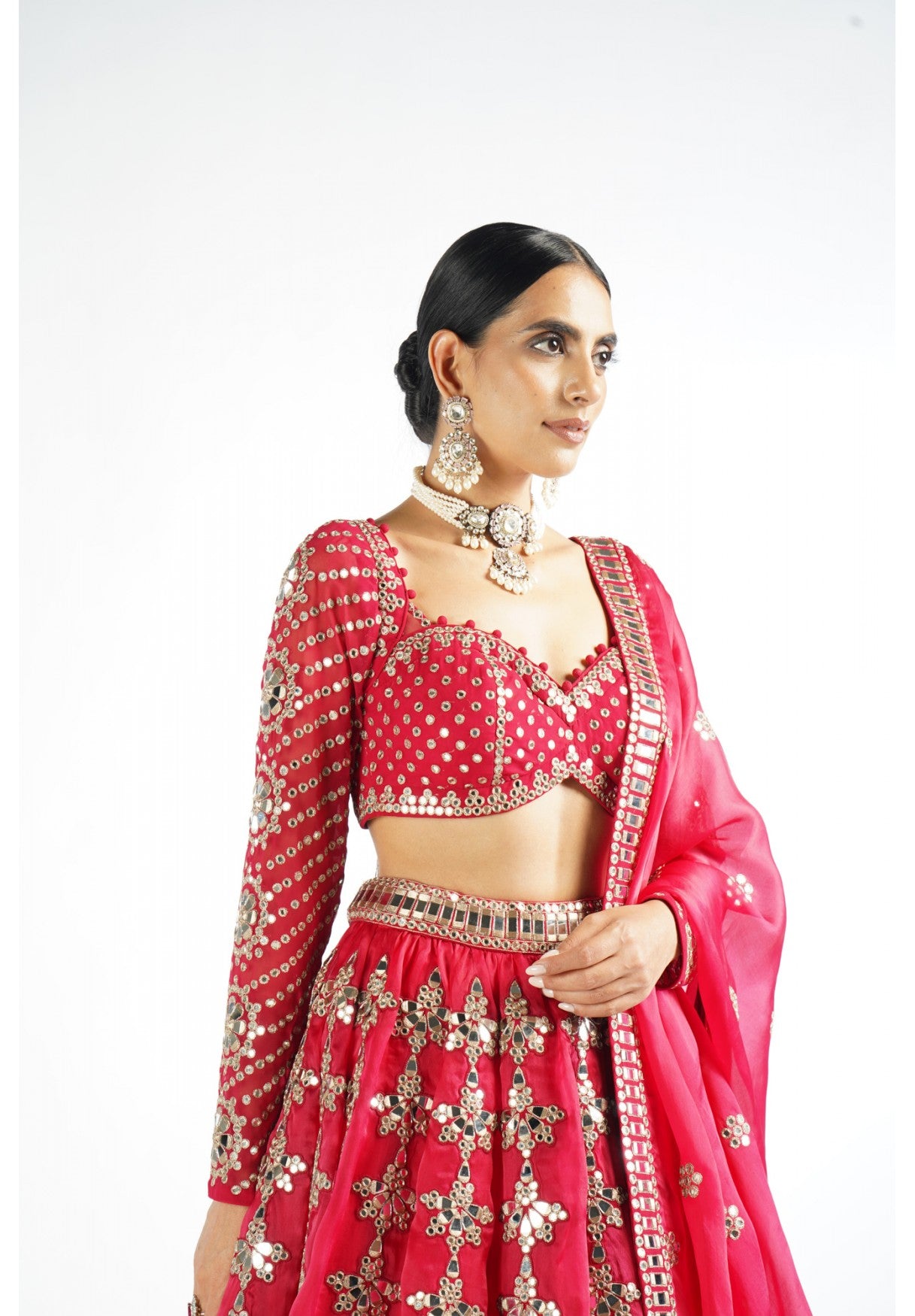 Crimson Red Chandelier Drop Lehenga Set