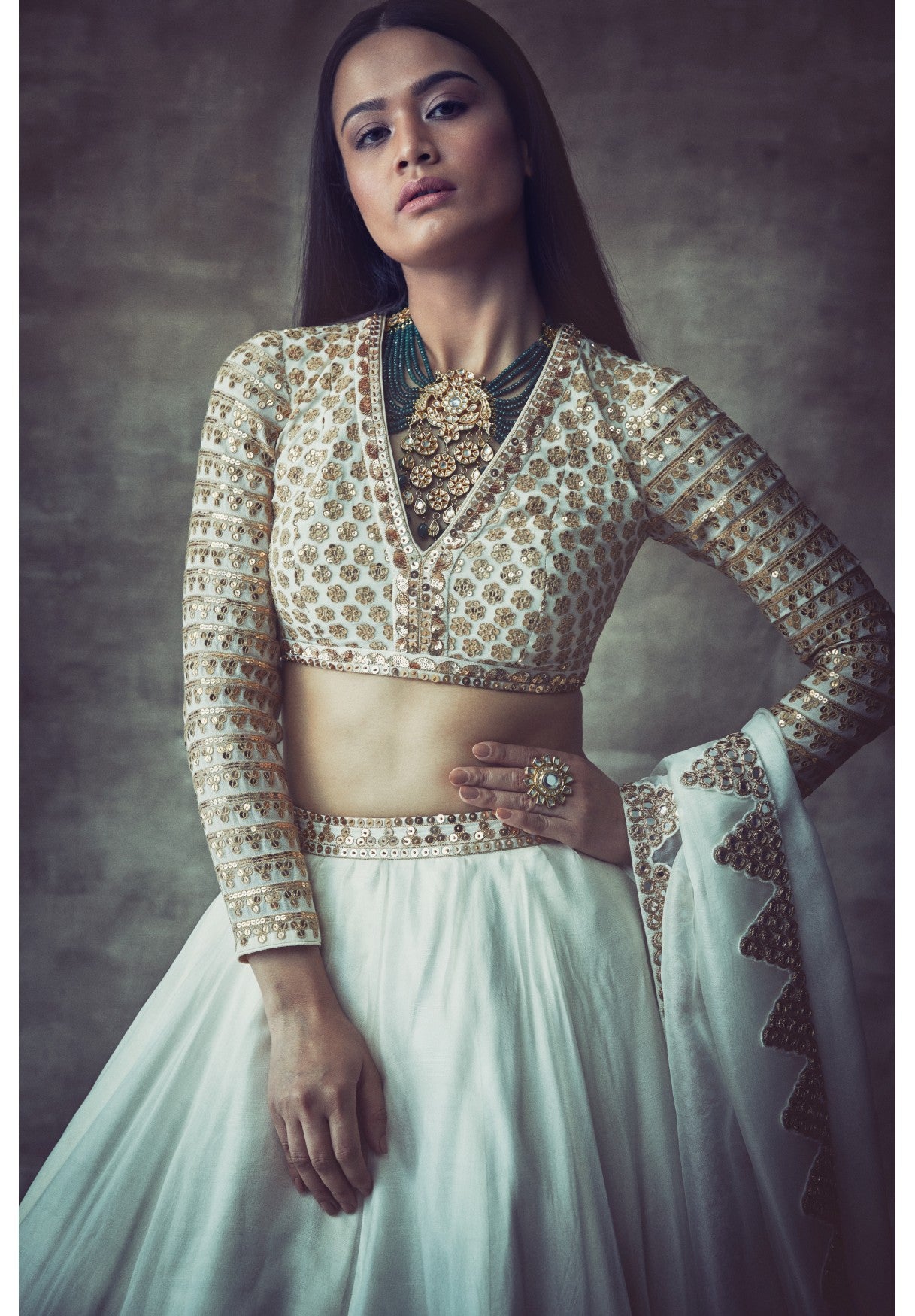 Off White Organza Lehenga Set