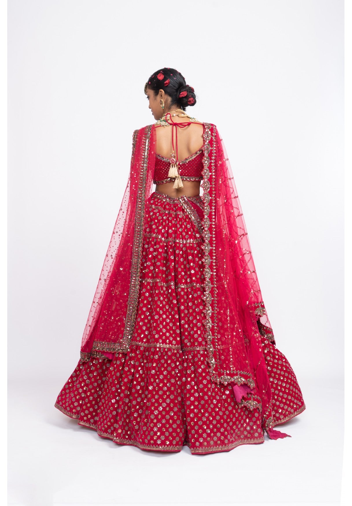 Red Floral Lehenga Set