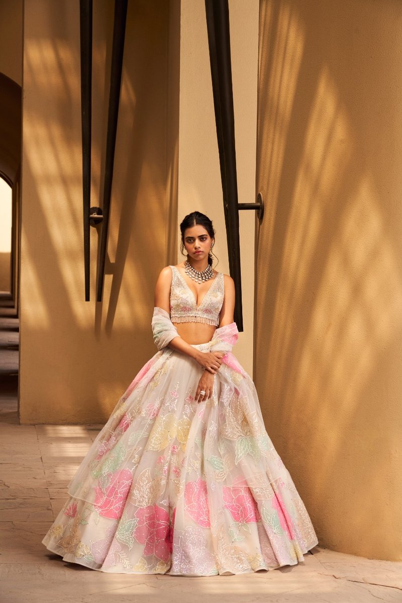 Light Pastel Floral Lehenga