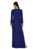 Adira Midnight Blue Colour Mukaish Silk Embroidered Kaftan