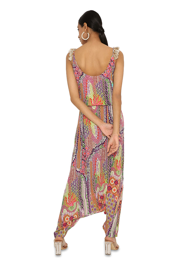 Aima African Print Embroidered Crepe Jumpsuit