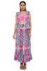 AMALIE PINK BANDHANI SILK EMBROIDERED BUSTIER WITH PRINTED CREPE EMBROIDERED JACKET AND SKIRT