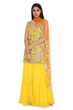 Banuka Yellow Colour Georgette Embroidered Kurta With Georgette Sharara And Net Dupatta