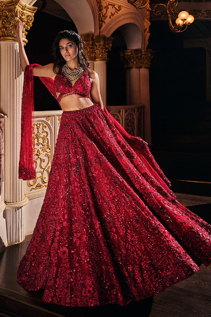Maroon lengha clearance