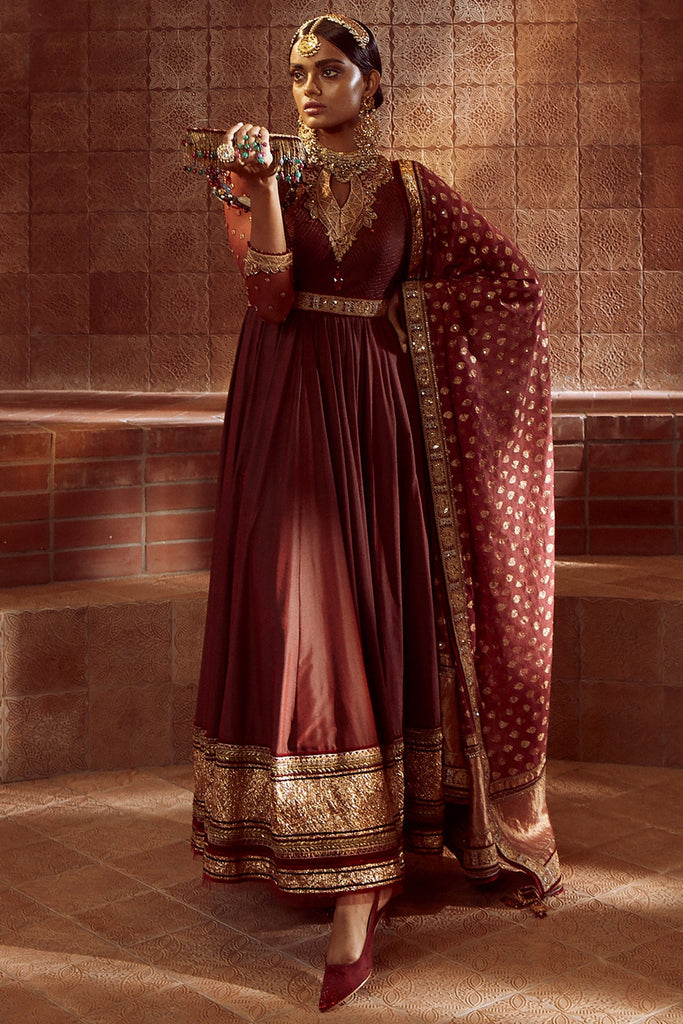 Ethnic Wear Anarkali Suit in Maroon Embroidered Fabric LSTV114650