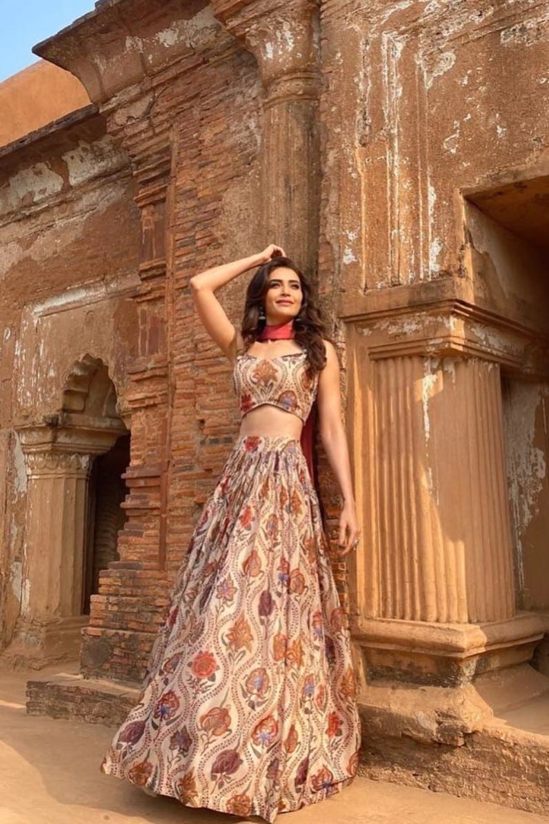 Printed Organza Lehenga