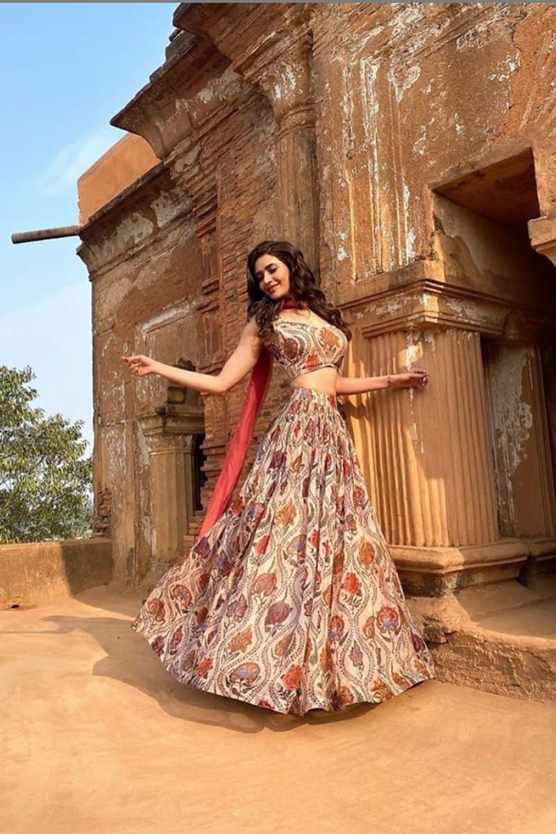 Printed Organza Lehenga