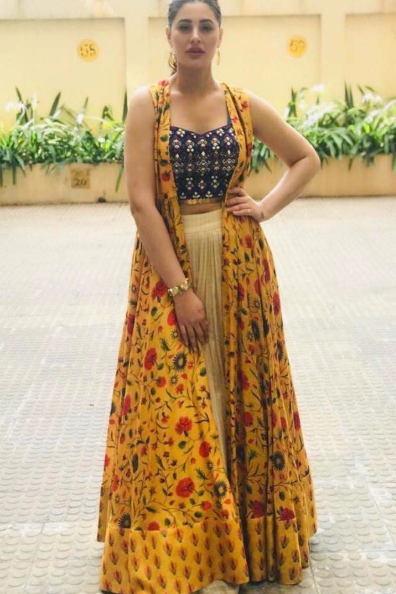 Off White & Yellow Lehenga – Cape Set