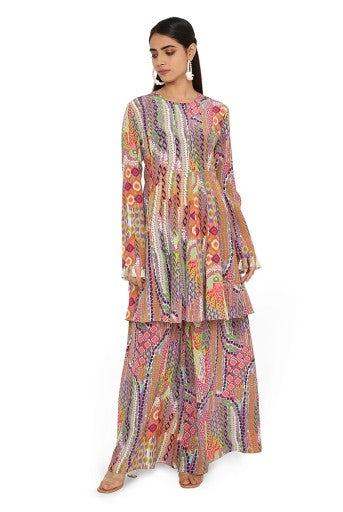Irha African Print Crepe Top With Palazzo