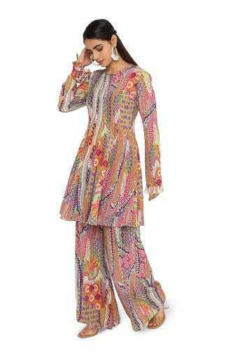 Irha African Print Crepe Top With Palazzo