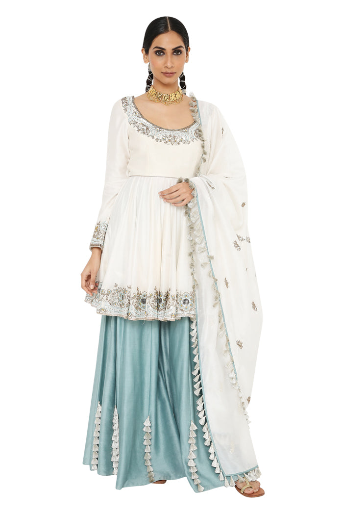 NAJMA OFF WHITE EMBROIDERED SHORT ANARKALI