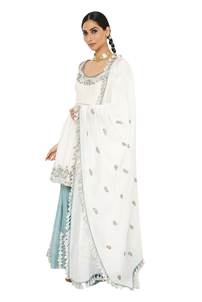 NAJMA OFF WHITE EMBROIDERED SHORT ANARKALI
