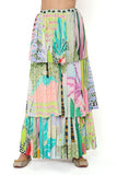 TROPICAL PRINT GEORGETTE EMBRODIERED ONE SHOULDER CAPE WITH A BUSTIER AND FRILL SHARARA