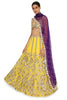 Zinnia Yellow Colour Georgette Embroidered Choli With Lehenga And Purple Organza Dupatta